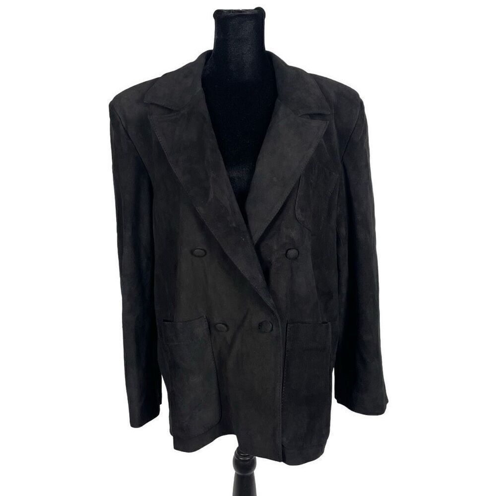 Vintage Charcoal Double-Breasted Blazer